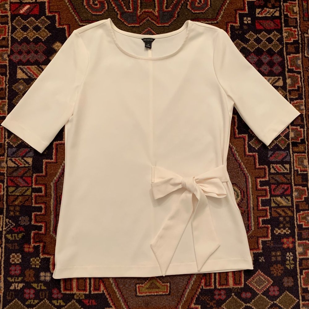 Ann Taylor Short Sleeve Blouse With Side Tie